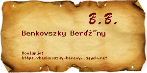 Benkovszky Berény névjegykártya